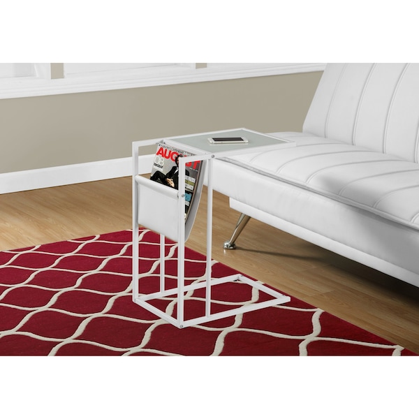 Accent Table - White / White Metal With A Magazine Rack